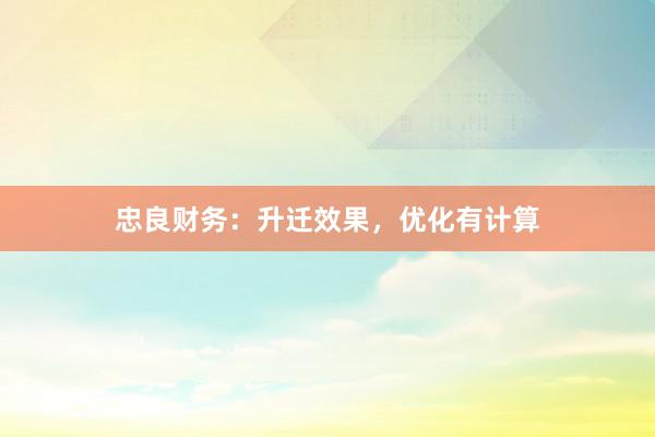 忠良财务:升迁效果,优化有计算
